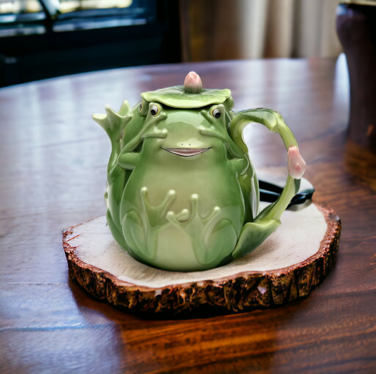 Ceramic Frog Teapot Gift for Her Gift for Mom Tea Party Décor Café Décor Farmhouse Decor Cottagecore - teapot