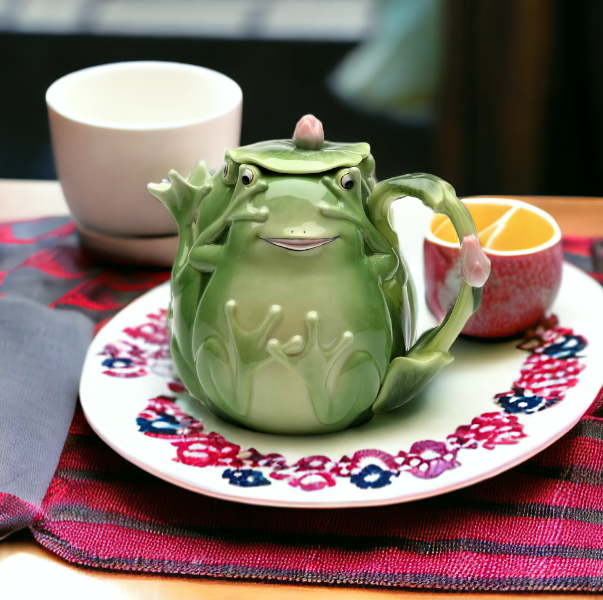 Ceramic Frog Teapot Gift for Her Gift for Mom Tea Party Décor Café Décor Farmhouse Decor Cottagecore - teapot