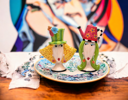 Ceramic Garden Ladies Salt and Pepper Shakers-Home Décor Gift for Her or Mom Gift for Friend or Coworker Kitchen Décor