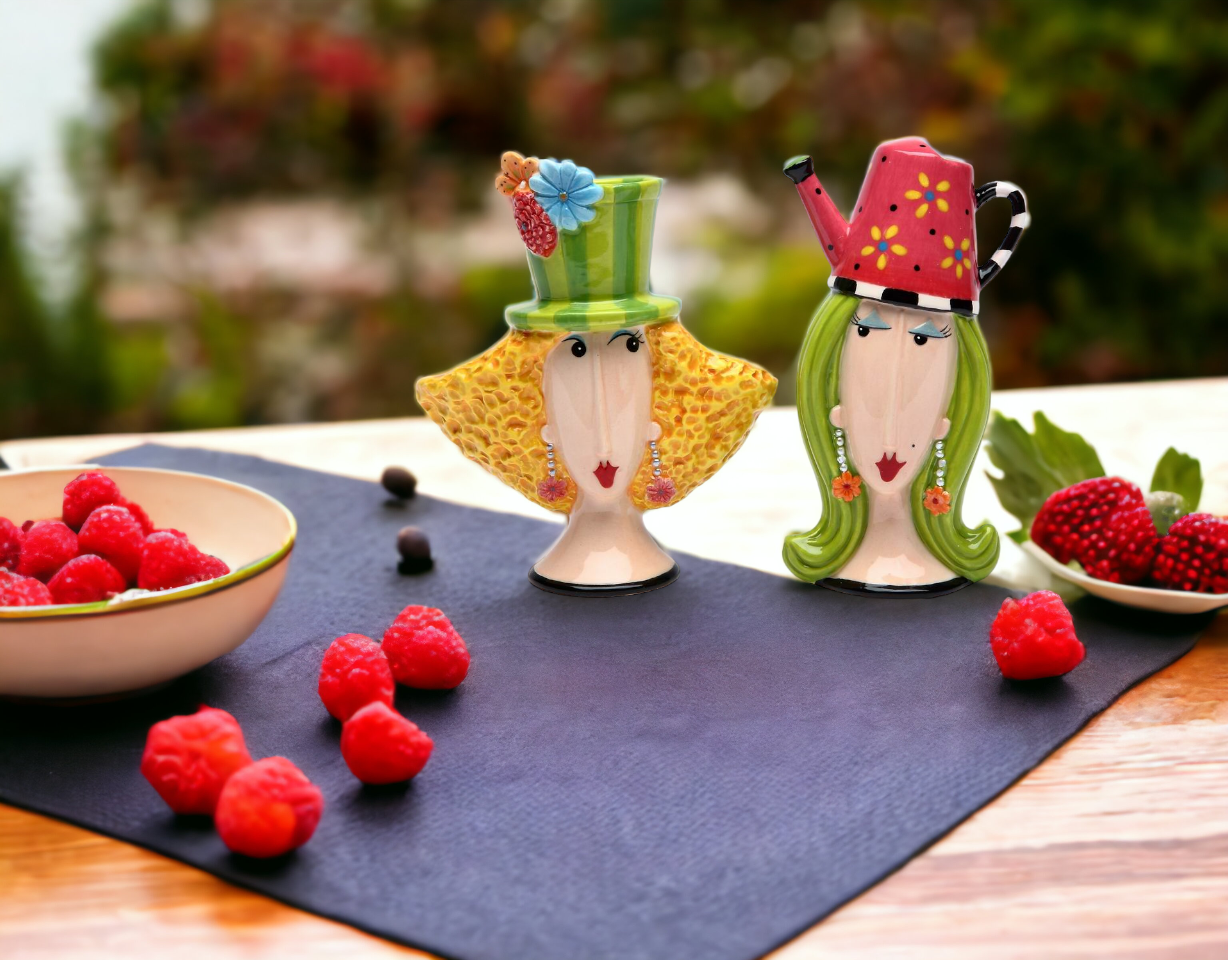 Ceramic Garden Ladies Salt and Pepper Shakers-Home Décor Gift for Her or Mom Gift for Friend or Coworker Kitchen Décor