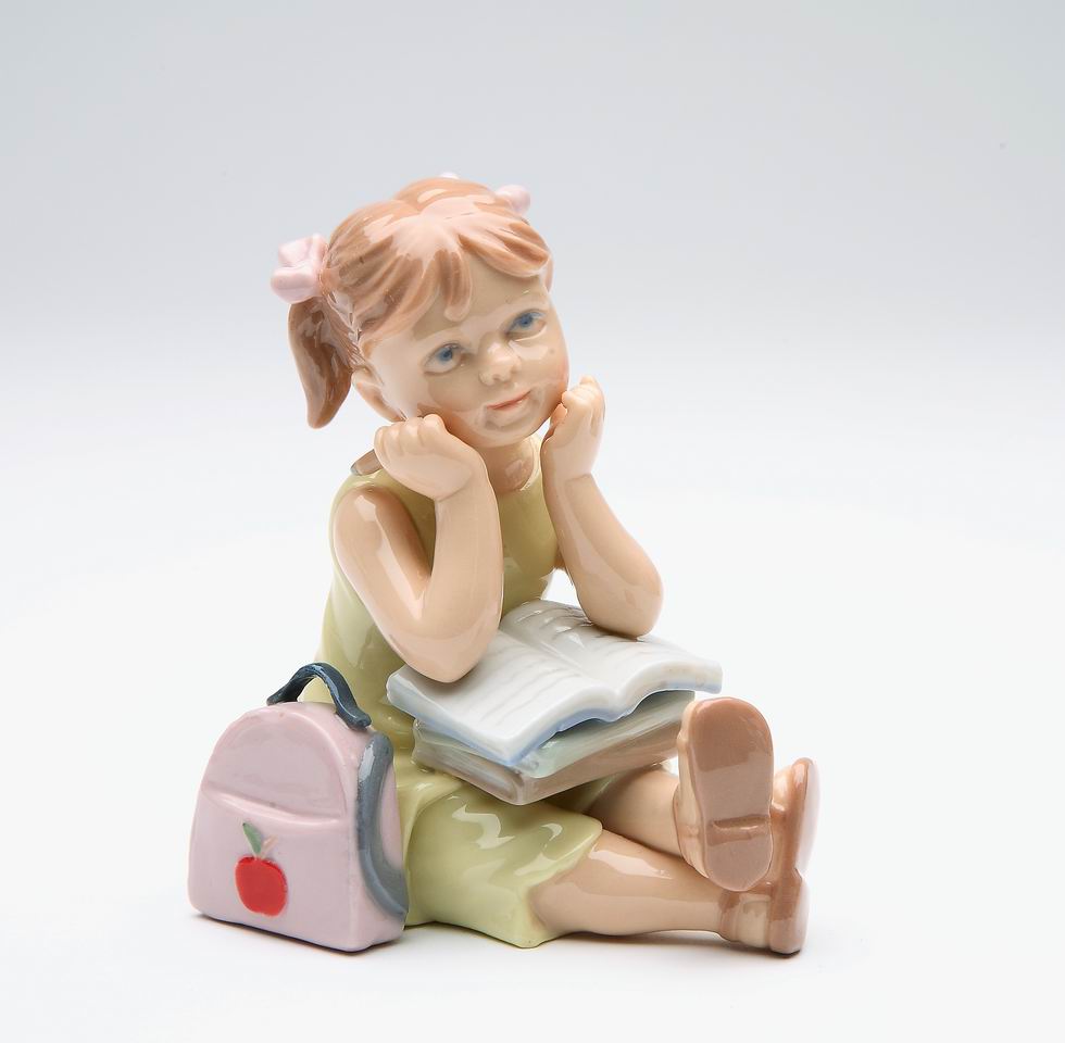 Ceramic Girl Doing Homework Figurine Gift for Her Gift for Mom Home Decor - Figurine
