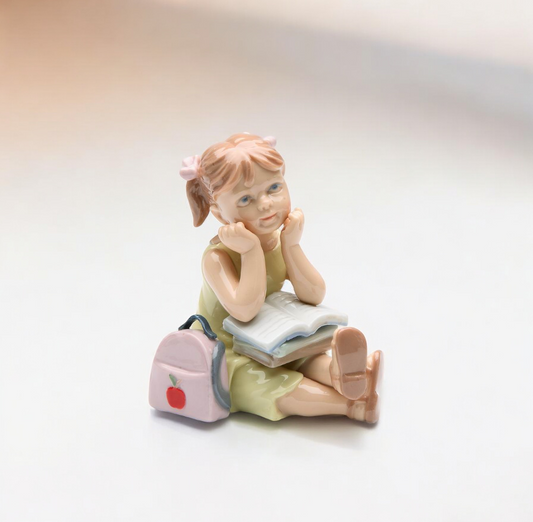 Ceramic Girl Doing Homework Figurine Gift for Her Gift for Mom Home Decor - Figurine