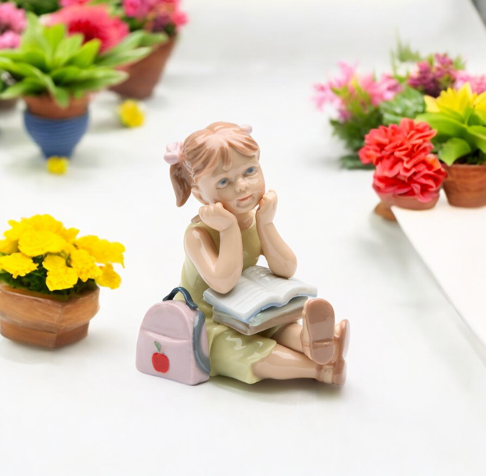 Ceramic Girl Doing Homework Figurine Gift for Her Gift for Mom Home Decor - Figurine