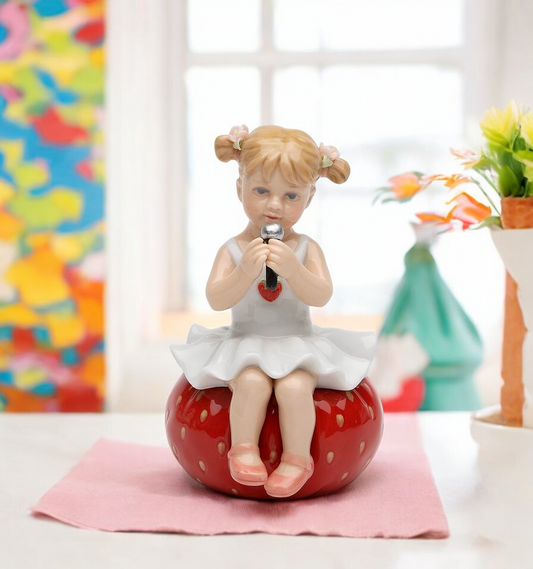 Ceramic Girl Playing on Bean Bag Figurine Home Decor Gift for Her Gift for Mom - Figurine