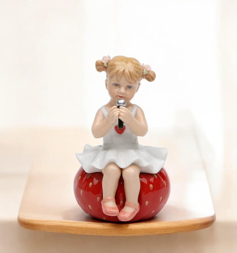 Ceramic Girl Playing on Bean Bag Figurine Home Decor Gift for Her Gift for Mom - Figurine