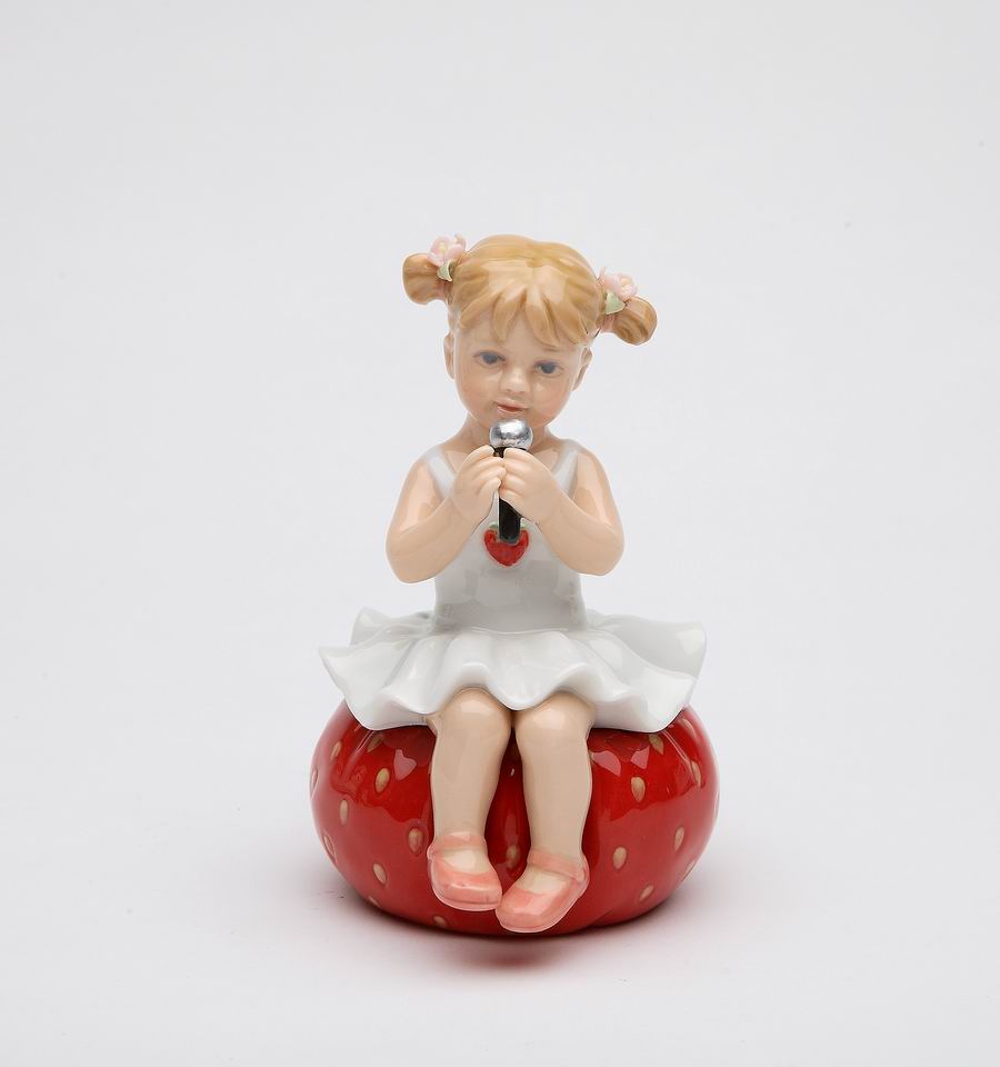 Ceramic Girl Playing on Bean Bag Figurine Home Decor Gift for Her Gift for Mom - Figurine