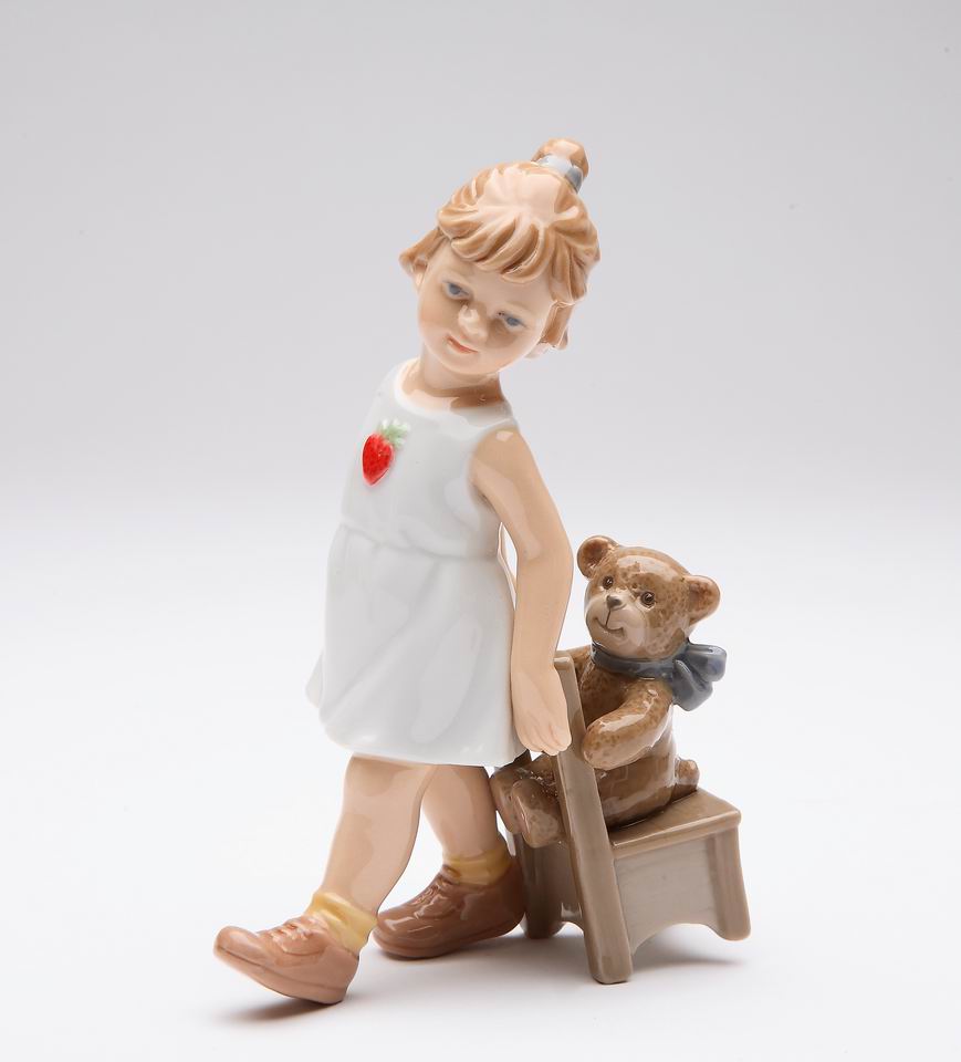 Ceramic Girl with Teddy Bear Figurine Home Decor Gift for Her Gift for Mom - Figurine