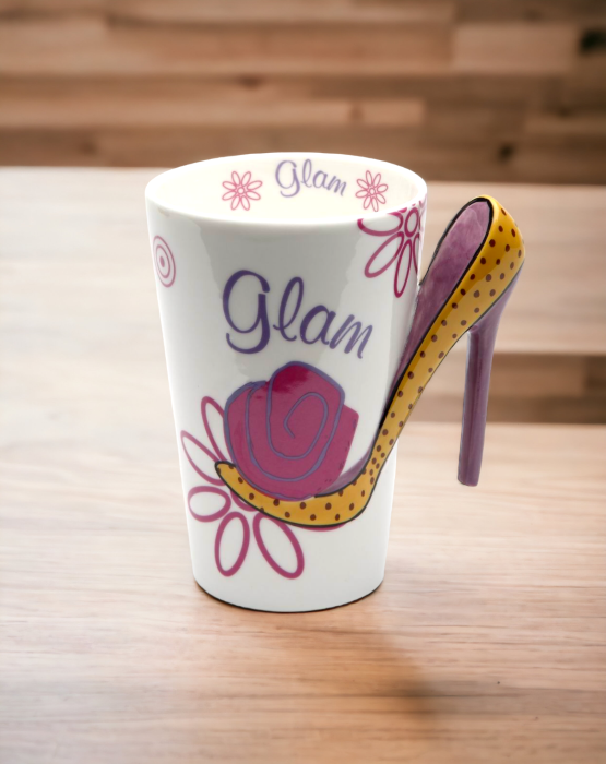 Ceramic Glam Dotted High Heels Mug Home Décor Gift for Her Mom Friend or Coworker Kitchen Décor Office Decor