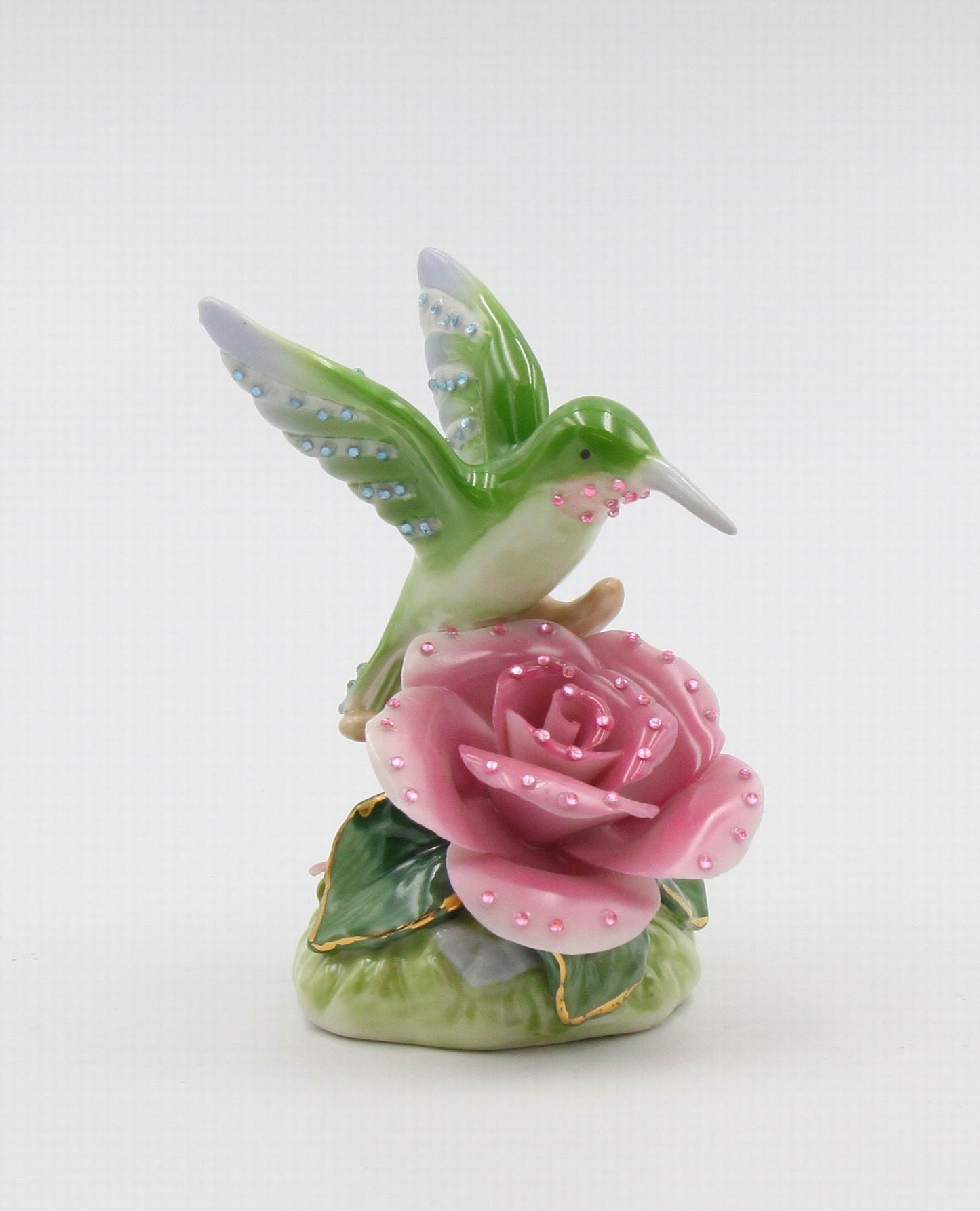 Jewel Hummingbird With Rose Figurine - kevinsgiftshoppe