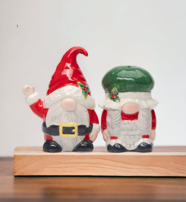 Ceramic Gnome Santa And Mrs. Claus Salt And Pepper Shakers Gift for Her Gift for Mom Kitchen Décor Christmas Décor