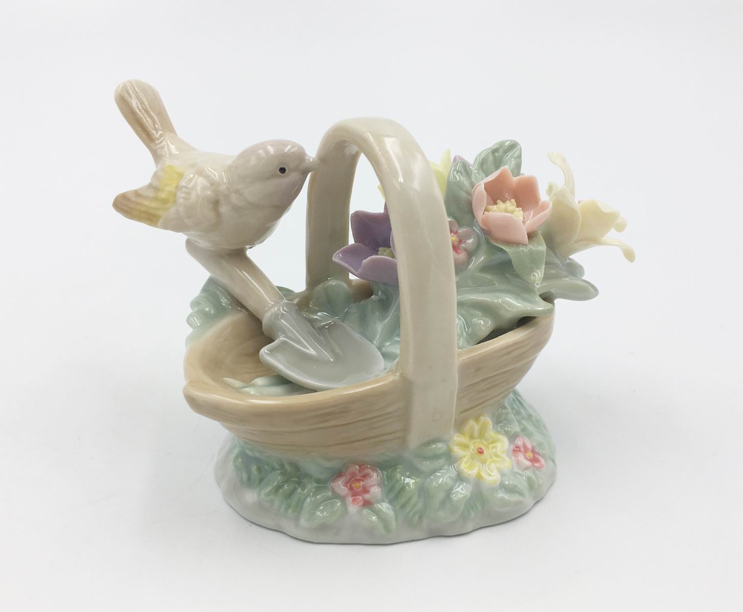 Ceramic Goldfinch Bird With Floral Basket Figurine Home Décor Gift for Her Gift for Mom Kitchen Décor Birdwatcher Gift