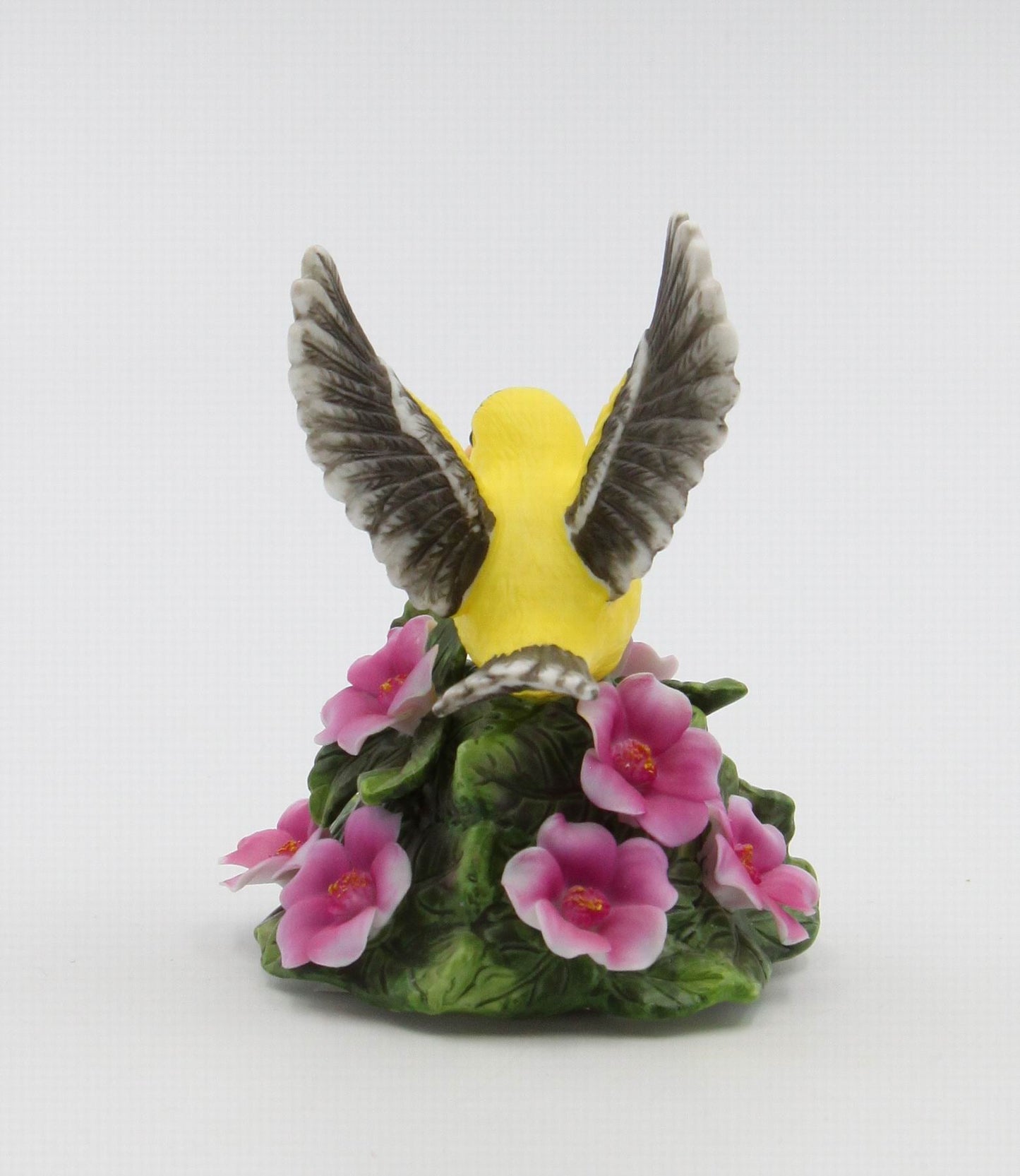 Ceramic Goldfinch Bird with Flowers Figurine Bird Watcher Gift Vintage Decor Garden Decor Gift for Her Gift for Mom