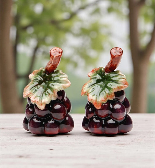 Ceramic Grape Salt and Pepper Shakers Home Décor Gift for Her Gift for Mom Kitchen Décor Dining Table Décor - Salt &