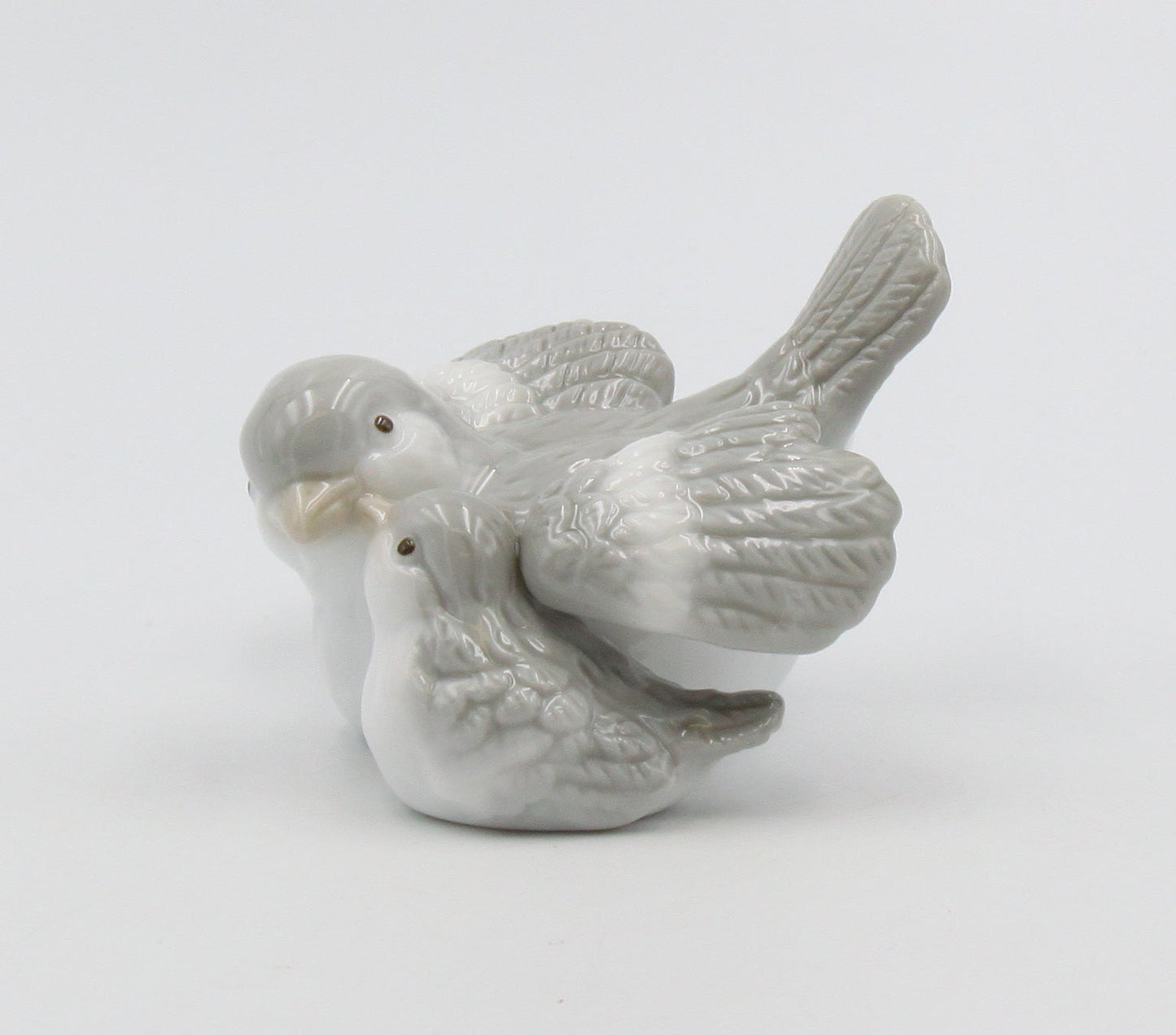 Ceramic Gray Bird Mom With Baby Bird Figurine Home Décor Gift for Her Gift for Mom Kitchen Décor Birdwatcher Gift
