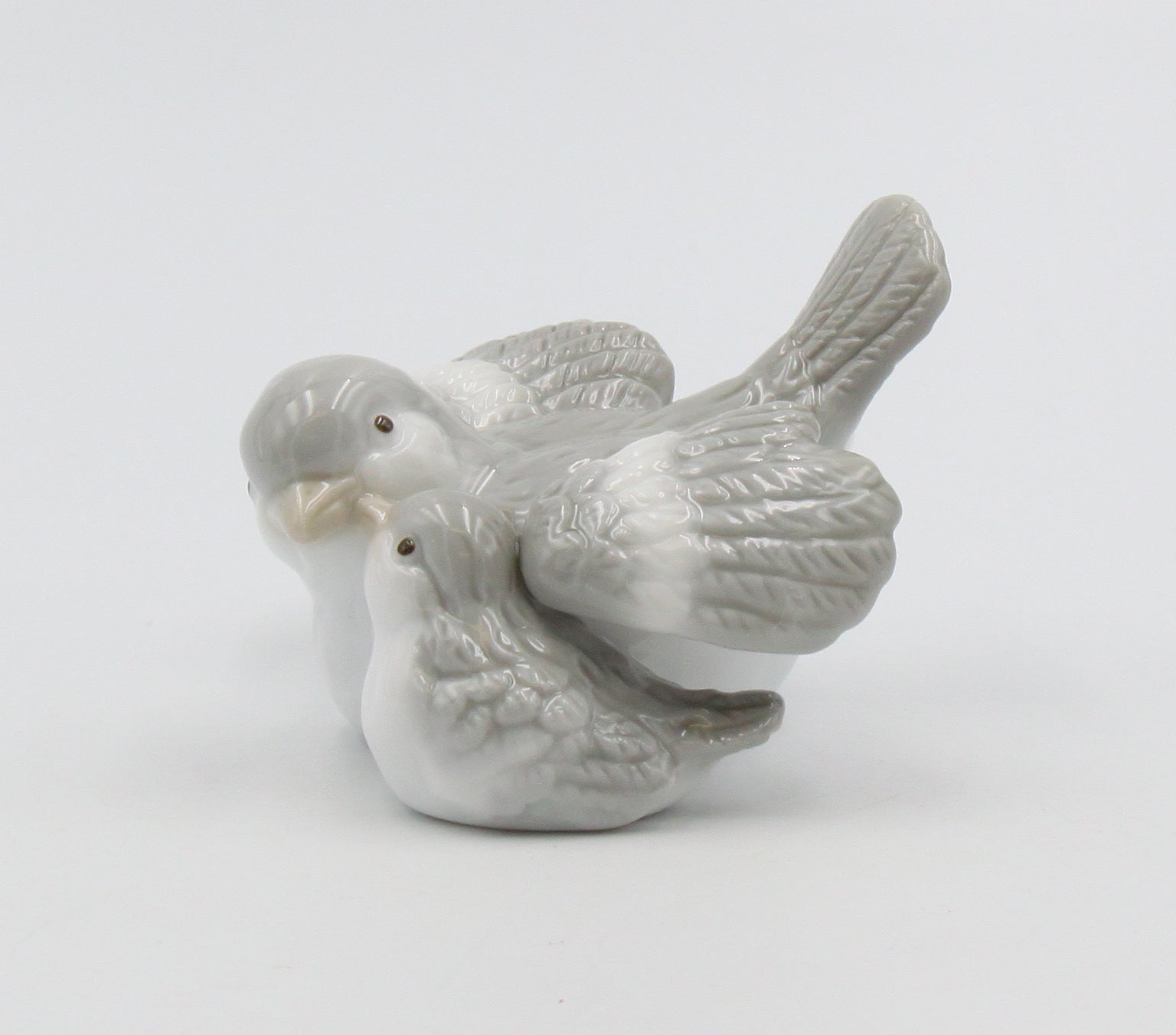 Ceramic Gray Bird Mom With Baby Bird Figurine Home Décor Gift for Her Gift for Mom Kitchen Décor Birdwatcher Gift