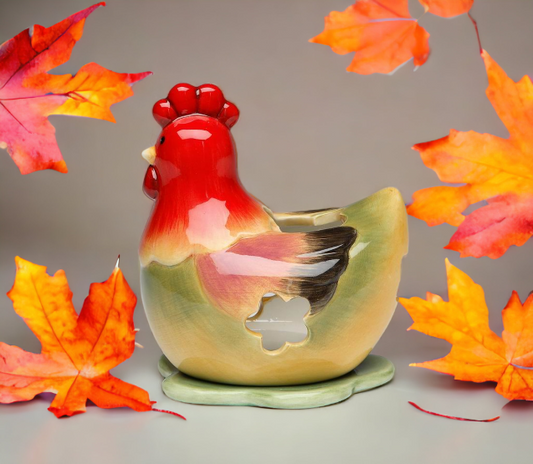 Ceramic Green Hen Tea Light Candle Holder Home Décor Gift for Her Gift for Mom Kitchen Décor Farmhouse Décor Fall Decor