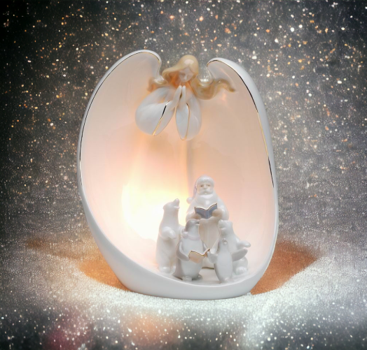 Ceramic Guardian Angel Christmas Carols Night Light Home Décor Gift for Her Gift for Mom Religious Décor Christmas