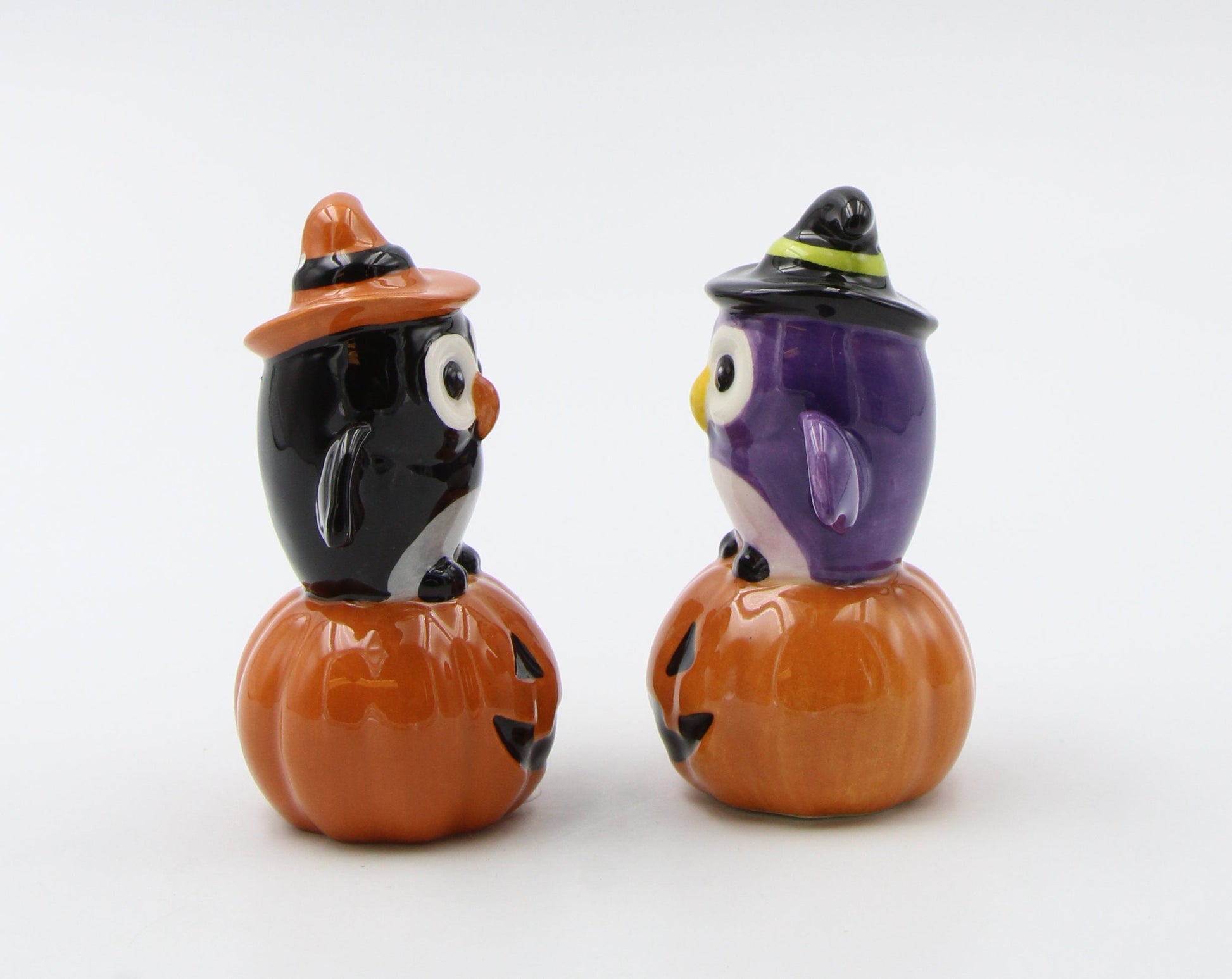 Ceramic Halloween Decor Owl Witches Sitting on Pumpkins Salt and Pepper Home Décor Gift for Her Gift for Mom Kitchen