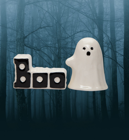 Ceramic Halloween Ghost And Boo Salt And Pepper Shakers Home Décor Gift for Her Gift for Mom Kitchen Décor Fall Décor