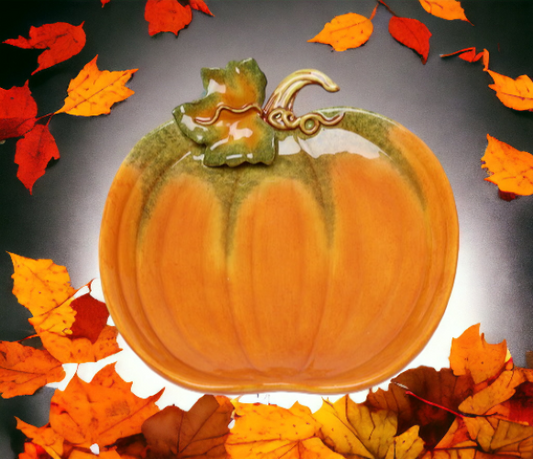 Ceramic Halloween Set Of 4 Pumpkin Plate Home Décor Gift for Her Gift for Mom Kitchen Décor Fall Décor Thanksgiving