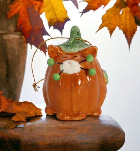 Ceramic Halloween Whisker Cat - Pumpkin Ornament Home Décor Gift for Her Gift for Mom Kitchen Décor Fall Décor
