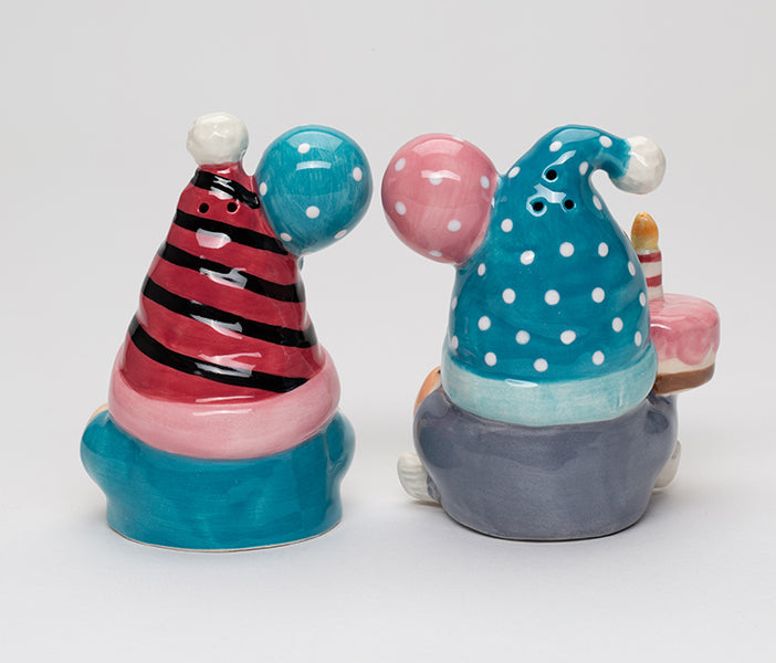 Ceramic Happy Birthday Gnome Salt and Pepper Shakers Birthday Party Decor Fairy Garden Decor Gnome Collector Gift