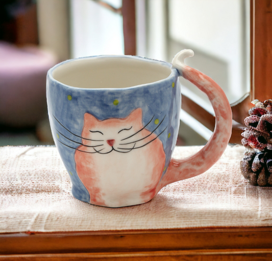 Ceramic Happy Cat Mug Home Décor Gift for Her Gift for Mom Kitchen Décor Cafe Decor Cat Lovers Gift Pet Loss Gift - Mugs