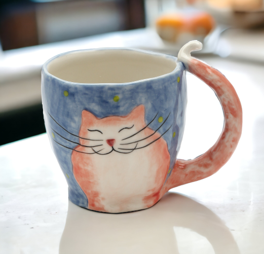 Ceramic Happy Cat Mug Home Décor Gift for Her Gift for Mom Kitchen Décor Cafe Decor Cat Lovers Gift Pet Loss Gift - Mugs