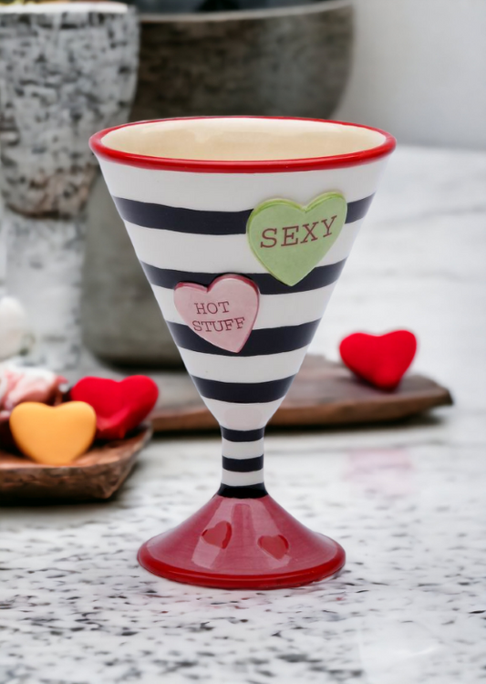 Ceramic Happy Hearts Set Of 2 Martini Cups Home Décor Gift for Her Gift for Mom Kitchen Décor Valentine’s Day Décor