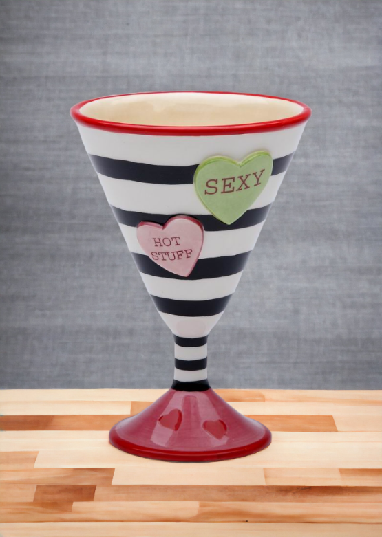 Ceramic Happy Hearts Set Of 2 Martini Cups Home Décor Gift for Her Gift for Mom Kitchen Décor Valentine’s Day Décor