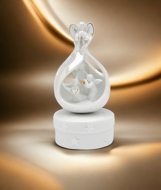 Ceramic Hearald Angel Sing Music Box Home Décor Religious Décor Religious Gift Church Décor Baptism Gift - Music Boxes