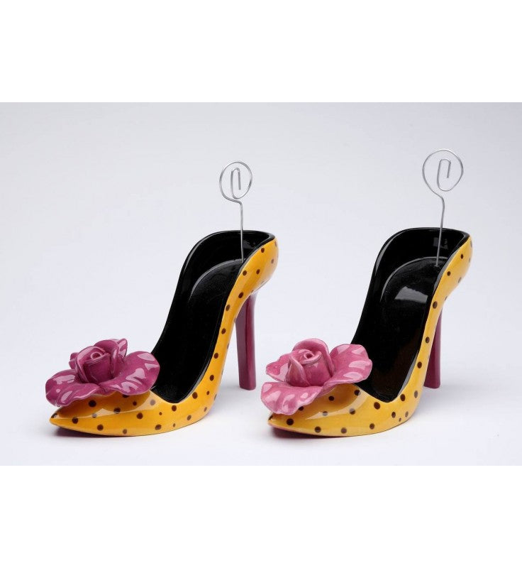 Ceramic Heel With Purple Flower Cell Phone / Post-It Holder (Set Of 2) Wedding Decor Name Card Holder - name holder