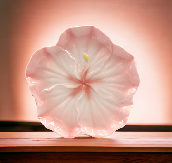 Ceramic Hibiscus Flower Plates - Set Of 2 Home Décor Gift for Her Gift for Mom Nature Lover Décor Cottagecore Cafe