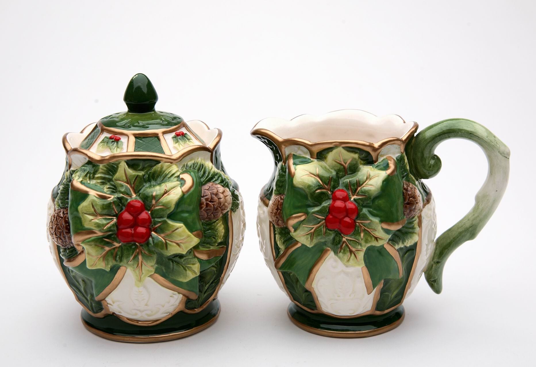 Ceramic Holly Sugar & Creamer Home Décor Gift for Her Gift for Mom Kitchen Décor Christmas Décor - Sugar Bowls &