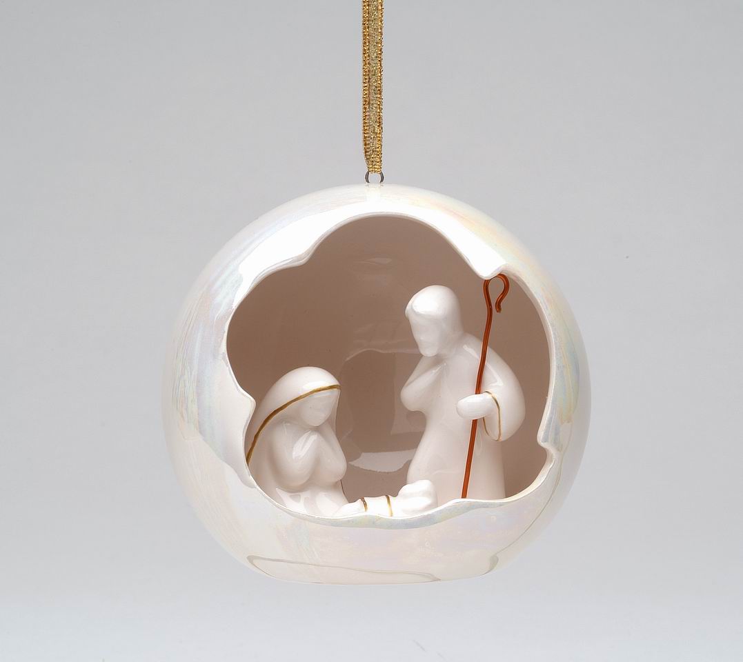 Ceramic Holy Family Globe Christmas Ornament Home Décor Religious Décor Religious Gift Church Décor Baptism Gift