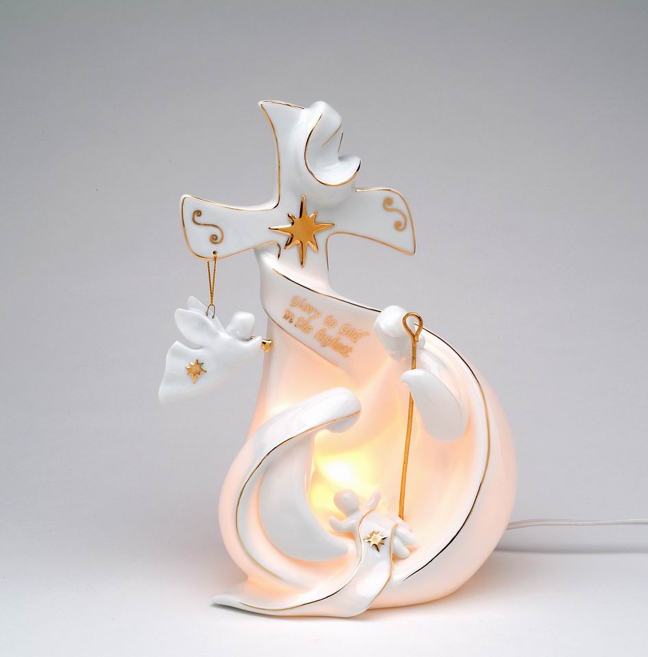 Ceramic Holy Family Nativity Cross Night Light Home Décor Religious Décor Religious Gift Church Décor Baptism Gift