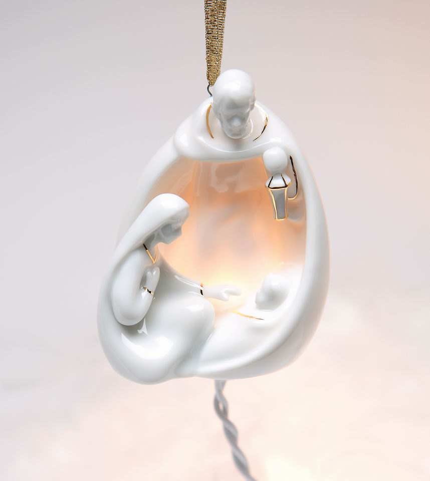 Ceramic Holy Family Nativity Lighted Cover Ornament Home Décor Religious Décor Religious Gift Church Décor Baptism Gift