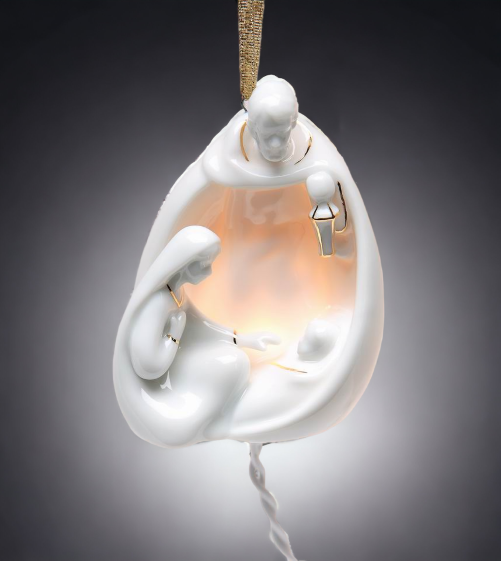 Ceramic Holy Family Nativity Lighted Cover Ornament Home Décor Religious Décor Religious Gift Church Décor Baptism Gift