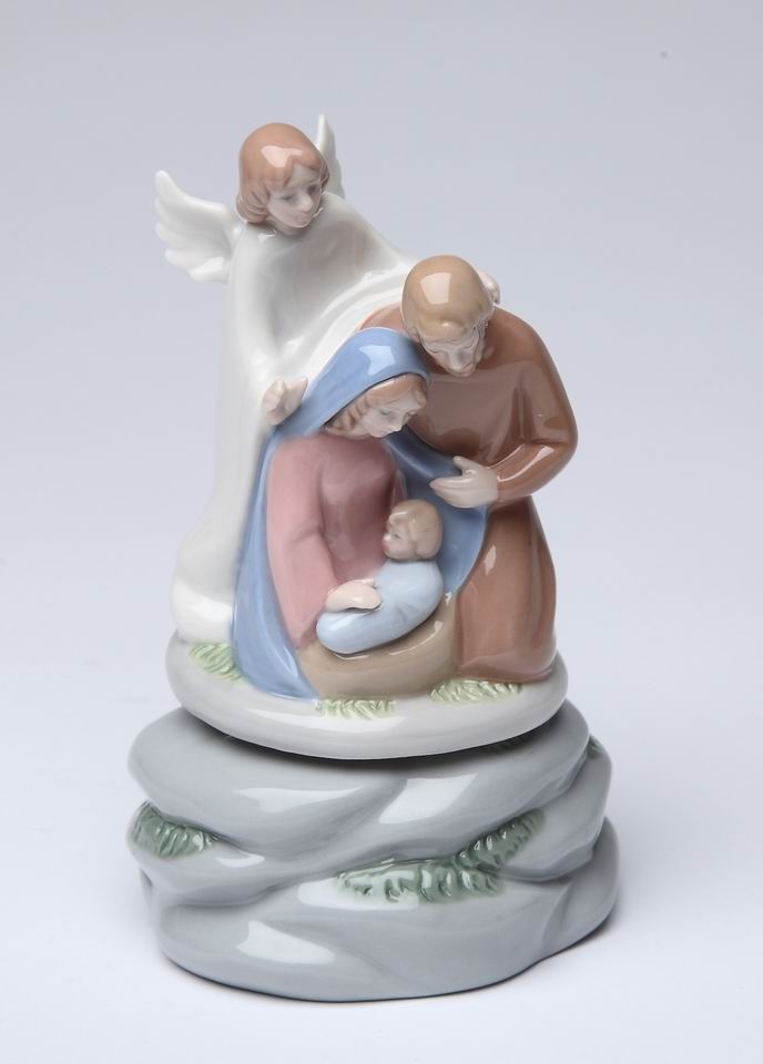 Ceramic Holy Family Nativity Musical Box Home Décor Religious Décor Religious Gift Church Décor Baptism Gift - Music box