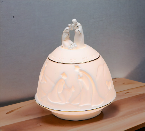 Ceramic Holy Family Nativity Night Light Home Décor Religious Décor Religious Gift Church Décor Baptism Gift - Night