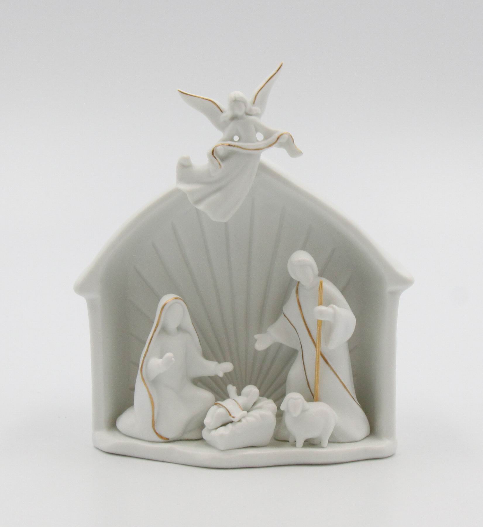 Ceramic Holy Family Nativity Scene with Angel LED Nightlight Home Décor Religious Décor Religious Gift Church Décor