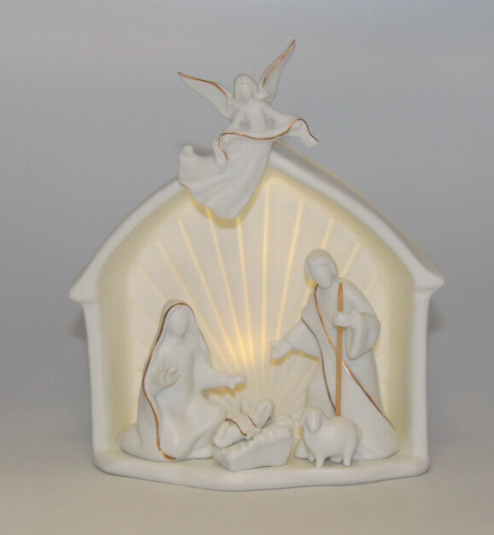 Ceramic Holy Family Nativity Scene with Angel LED Nightlight Home Décor Religious Décor Religious Gift Church Décor