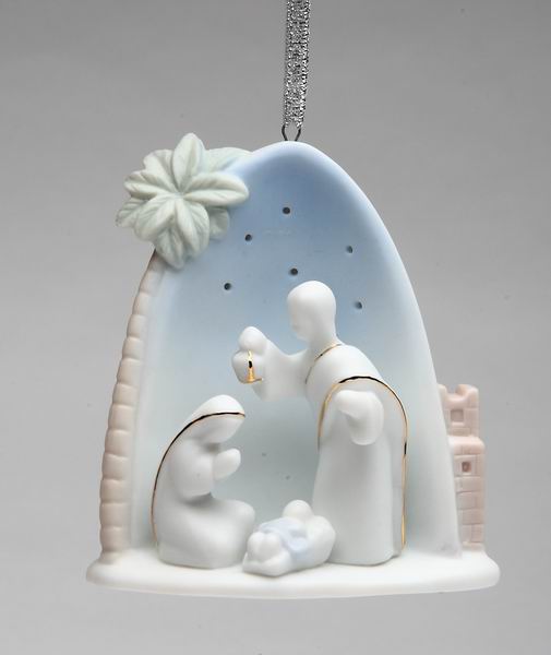 Ceramic Holy Family Nativity With Palm Tree Ornament Home Décor Religious Décor Religious Gift Church Décor Baptism