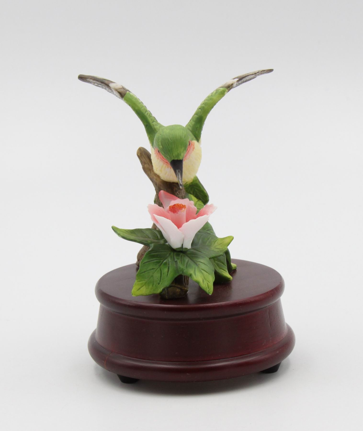 Ceramic Hummingbird Figurine on Wood Base Home Décor Gift for Her Gift for Mom Birdwatcher Spring Decor - Figurine