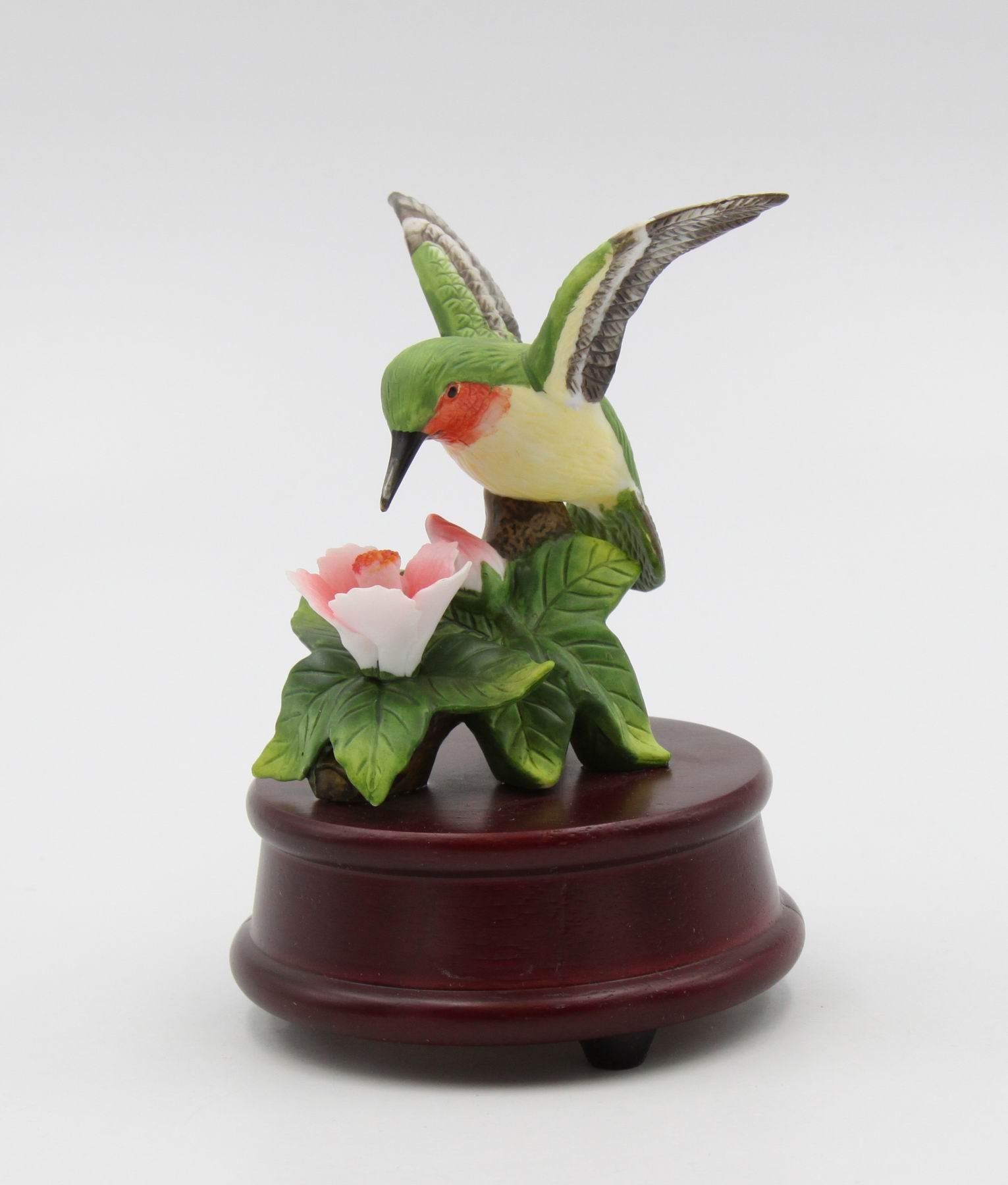 Ceramic Hummingbird Figurine on Wood Base Home Décor Gift for Her Gift for Mom Birdwatcher Spring Decor - Figurine