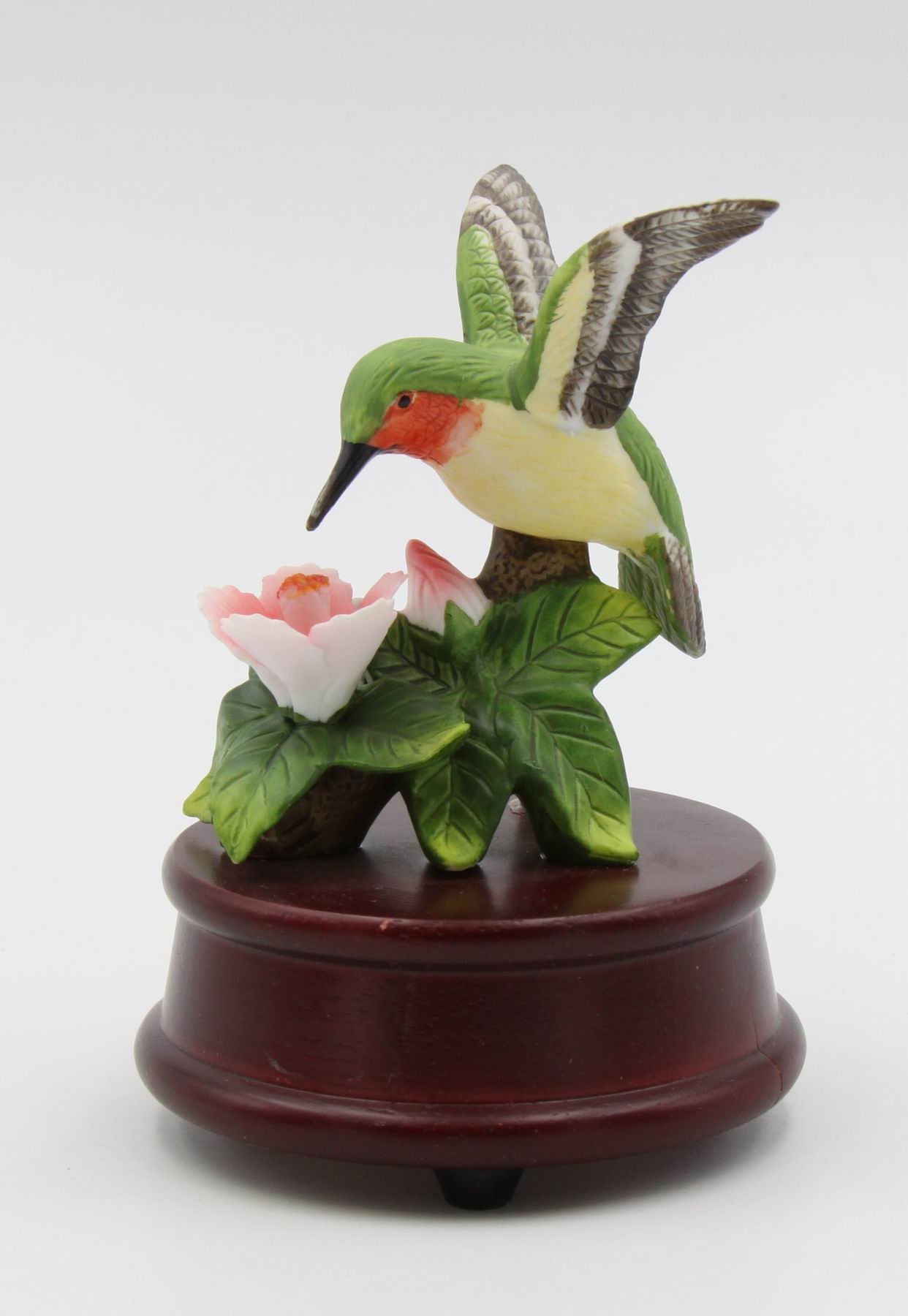 Ceramic Hummingbird Figurine on Wood Base Home Décor Gift for Her Gift for Mom Birdwatcher Spring Decor - Figurine