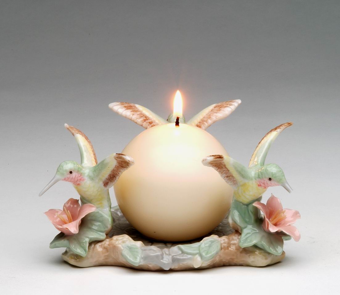 Ceramic Hummingbird Pillar Holder Gift for Bird Watcher GIft her Her Gift for Mom (Candle NOT Included) - Candle holder