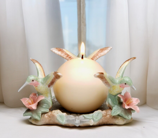 Ceramic Hummingbird Pillar Holder Gift for Bird Watcher GIft her Her Gift for Mom (Candle NOT Included) - Candle holder