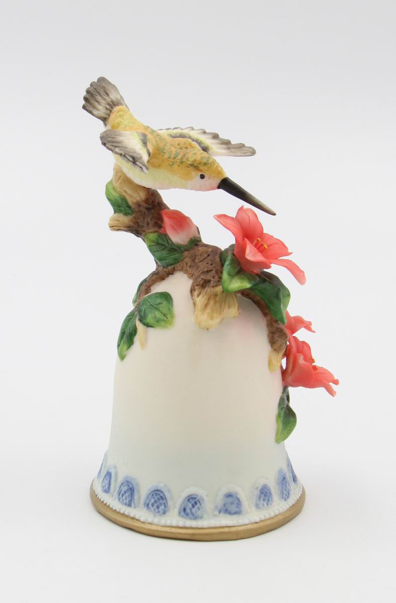 Ceramic Hummingbird with Azalea Flower Bell Home Décor Gift for Her Mom Kitchen Décor Birdwatcher Gift Vintage Decor