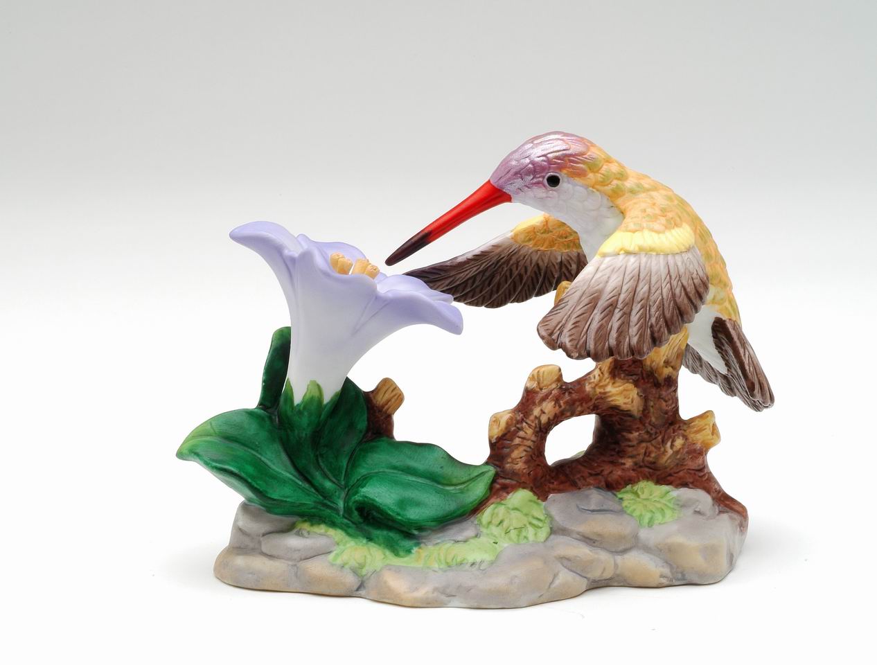 Ceramic Hummingbird with Azalea Flower Figurine Home Décor Gift for Her Mom Kitchen Décor Birdwatcher Gift Vintage